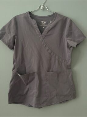 Barco Uniforms Women's Slate Gray Wrap Scrub Top